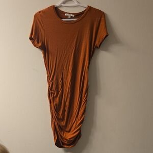 Elegant Rust Orange Ruched Mini Dress